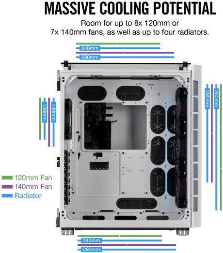 Corsair Crystal Series 680X RGB High Airflow Tempered Glass ATX Smart Gaming Case - White - Core Components by Corsair The Chelsea Gamer