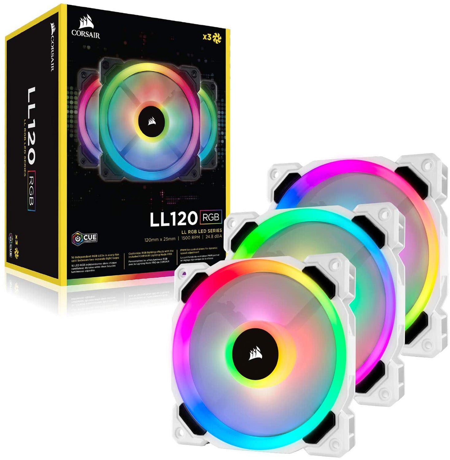 Corsair LL120, 120mm Dual Light Loop, Triple Fan Pack - Core Components by Corsair The Chelsea Gamer