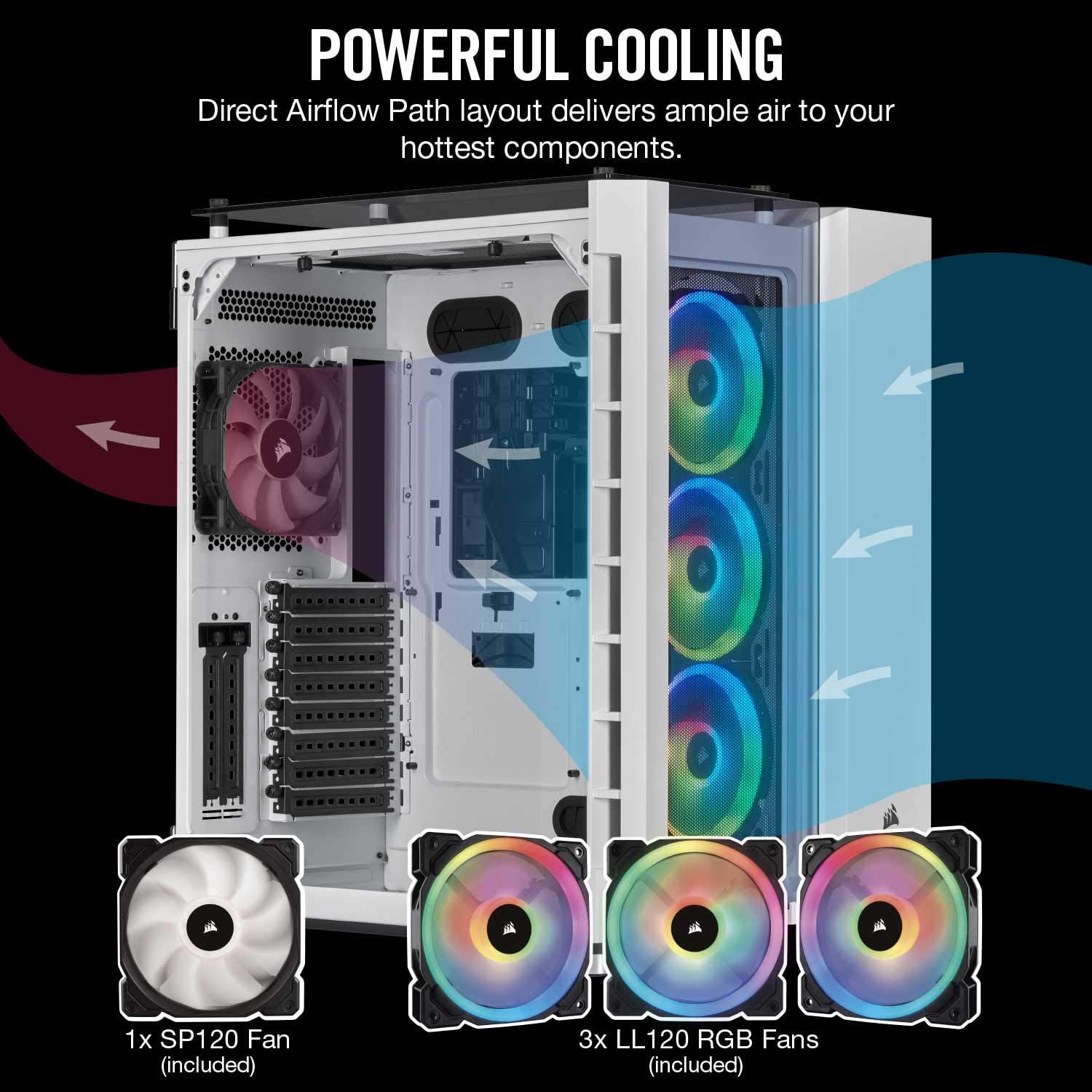 Corsair Crystal Series 680X RGB High Airflow Tempered Glass ATX Smart Gaming Case - White - Core Components by Corsair The Chelsea Gamer