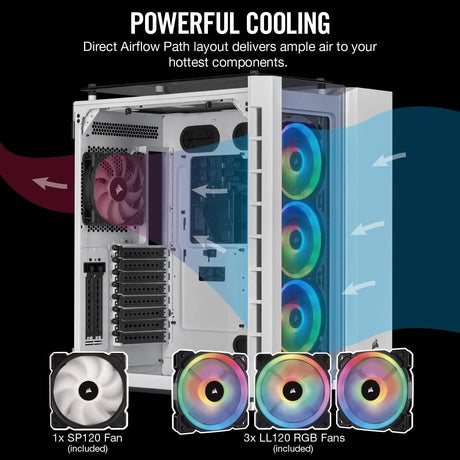 Corsair Crystal Series 680X RGB High Airflow Tempered Glass ATX Smart Gaming Case - White - Core Components by Corsair The Chelsea Gamer