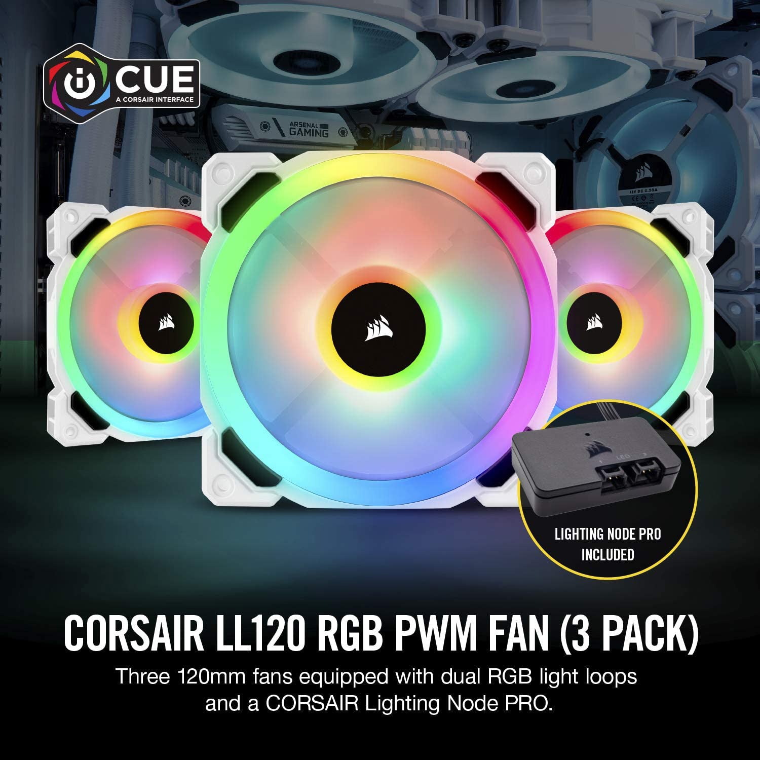 Corsair LL120, 120mm Dual Light Loop, Triple Fan Pack - Core Components by Corsair The Chelsea Gamer