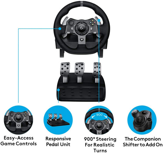 Logitech G920 Driving Force Racing Wheel - PC & Xbox - Console Accessories by Logitech The Chelsea Gamer