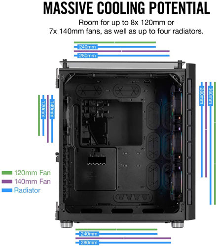 Corsair Crystal Series 680X RGB High Airflow Tempered Glass ATX Smart Gaming Case - Black - Core Components by Corsair The Chelsea Gamer