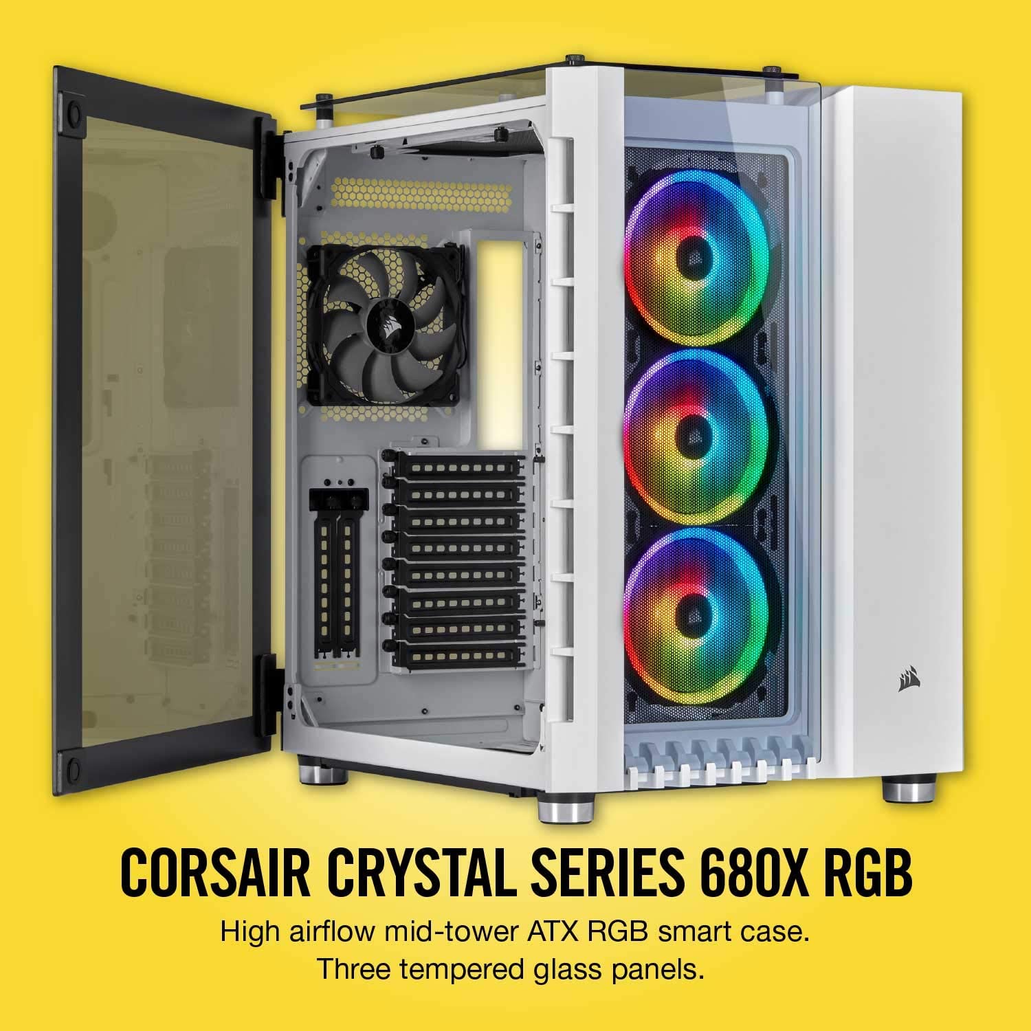 Corsair Crystal Series 680X RGB High Airflow Tempered Glass ATX Smart Gaming Case - White - Core Components by Corsair The Chelsea Gamer