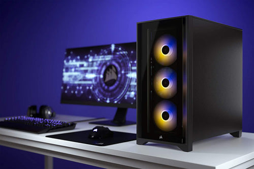 Corsair iCUE 4000X RGB Tempered Glass Mid-Tower ATX Case - Black - Core Components by Corsair The Chelsea Gamer