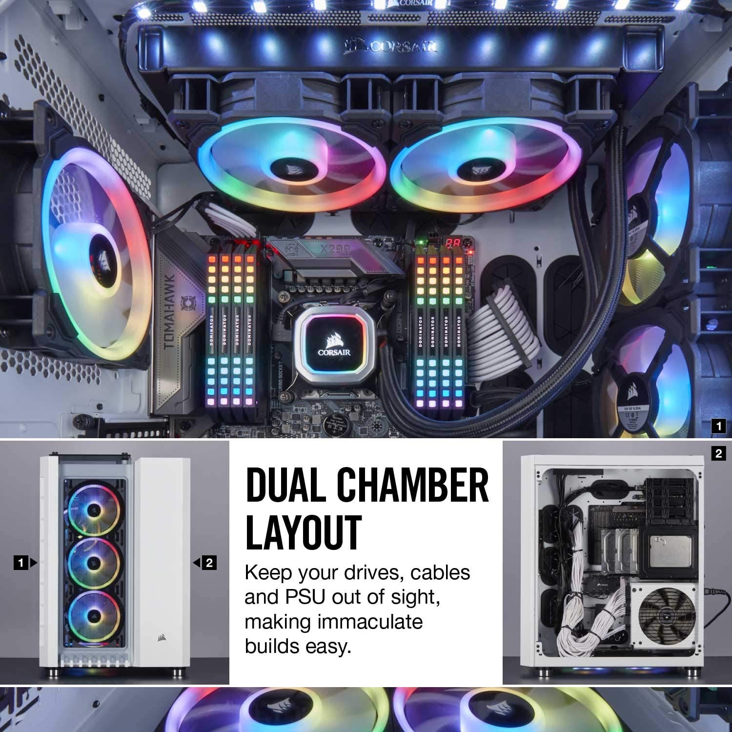 Corsair Crystal Series 680X RGB High Airflow Tempered Glass ATX Smart Gaming Case - White - Core Components by Corsair The Chelsea Gamer