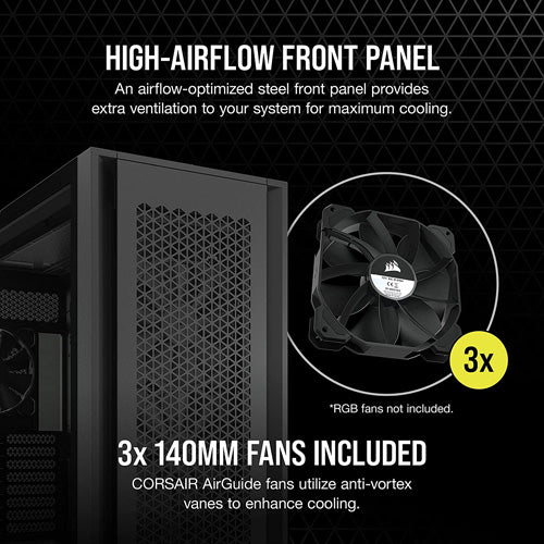 Corsair 7000D AIRFLOW Full Tower PC Case - Black - Core Components by Corsair The Chelsea Gamer