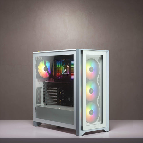 Corsair iCUE 4000X RGB Tempered Glass Mid-Tower ATX Case - White - Core Components by Corsair The Chelsea Gamer