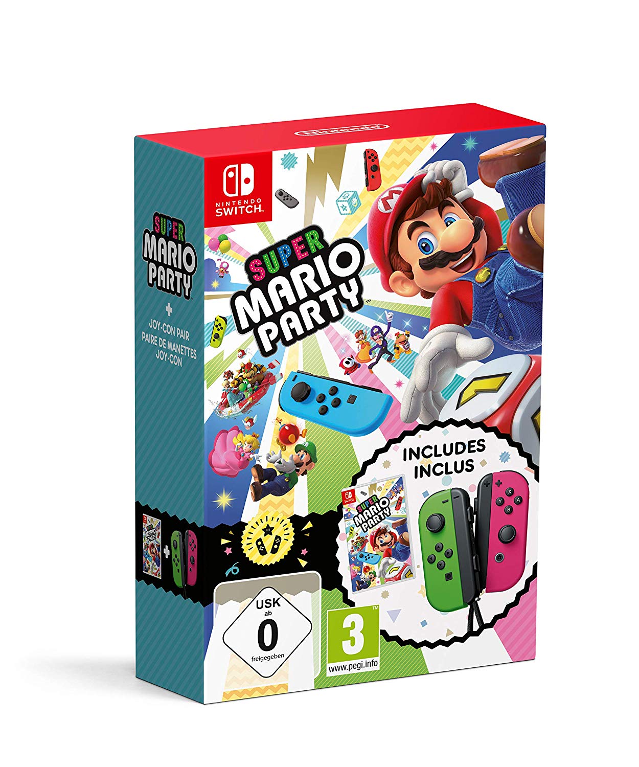 Super Mario Party & Neon Green / Pink Joy-Con Pair - Console Accessories by Nintendo The Chelsea Gamer