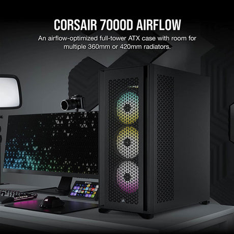 Corsair 7000D AIRFLOW Full Tower PC Case - Black - Core Components by Corsair The Chelsea Gamer