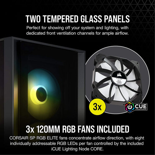 Corsair iCUE 4000X RGB Tempered Glass Mid-Tower ATX Case - Black - Core Components by Corsair The Chelsea Gamer