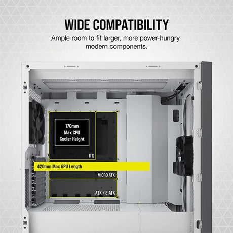Corsair 5000D Tempered Glass Midi Tower PC Case - White - Core Components by Corsair The Chelsea Gamer