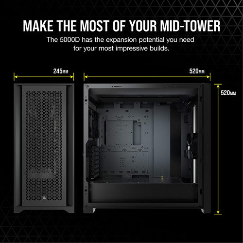 Corsair 5000D AIRFLOW Midi Tower PC Case - Black - Core Components by Corsair The Chelsea Gamer