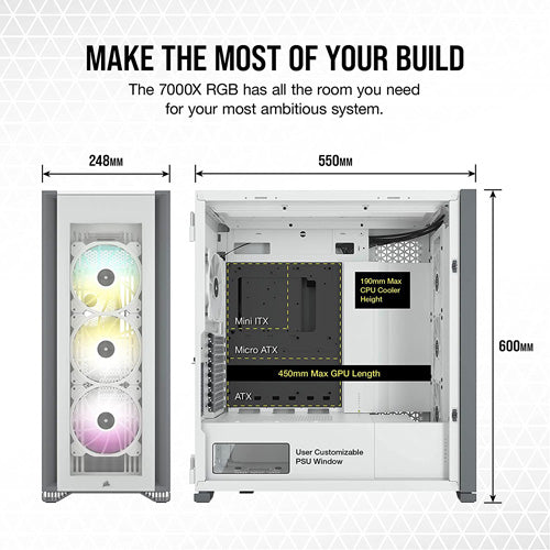 Corsair iCUE 7000X RGB Tempered Glass Full-Tower ATX PC Case — White - Core Components by Corsair The Chelsea Gamer