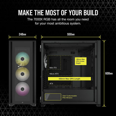 Corsair iCUE 7000X RGB Tempered Glass Full-Tower ATX PC Case — Black - Core Components by Corsair The Chelsea Gamer