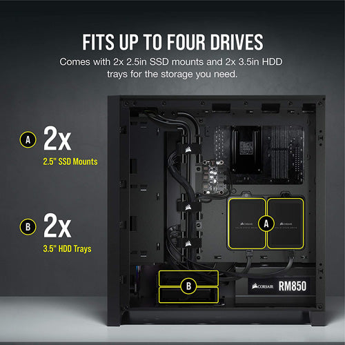 Corsair iCUE 4000X RGB Tempered Glass Mid-Tower ATX Case - Black - Core Components by Corsair The Chelsea Gamer