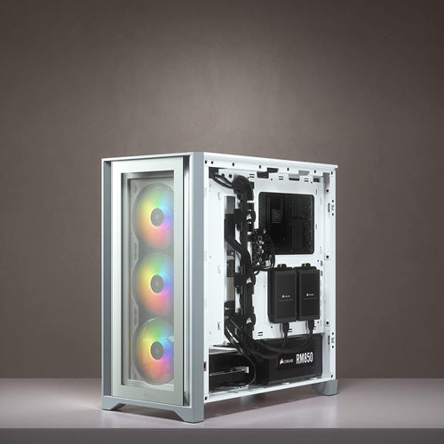 Corsair iCUE 4000X RGB Tempered Glass Mid-Tower ATX Case - White - Core Components by Corsair The Chelsea Gamer