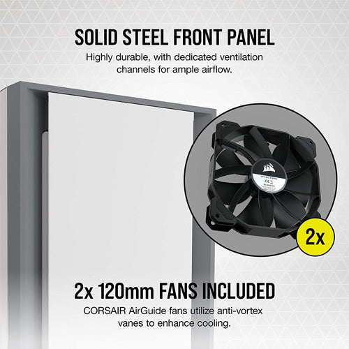 Corsair 5000D Tempered Glass Midi Tower PC Case - White - Core Components by Corsair The Chelsea Gamer