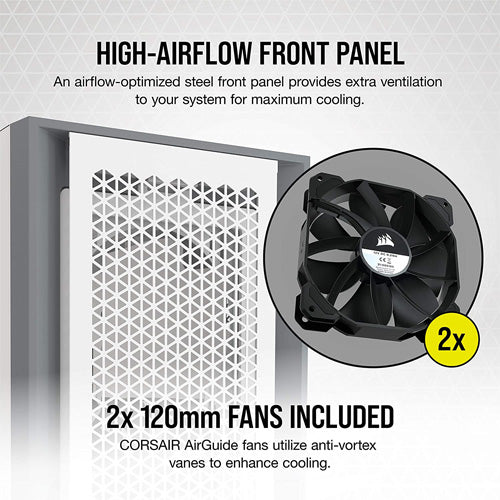 Corsair 5000D AIRFLOW Midi Tower PC Case - White - Core Components by Corsair The Chelsea Gamer