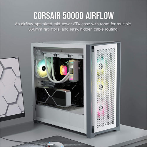 Corsair 5000D AIRFLOW Midi Tower PC Case - White - Core Components by Corsair The Chelsea Gamer