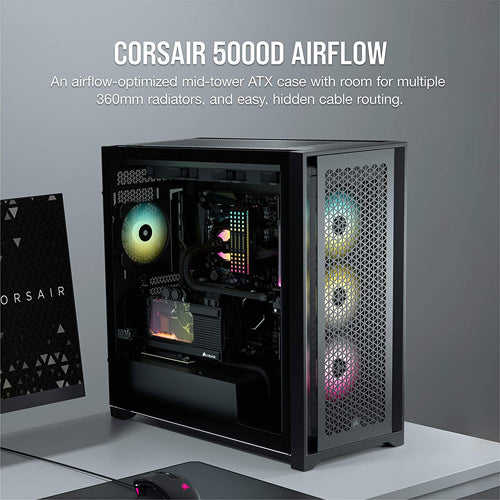 Corsair 5000D AIRFLOW Midi Tower PC Case - Black - Core Components by Corsair The Chelsea Gamer