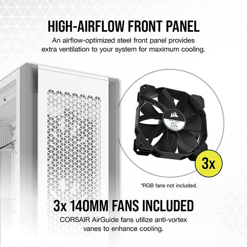 Corsair 7000D AIRFLOW Full Tower PC Case - White - Core Components by Corsair The Chelsea Gamer