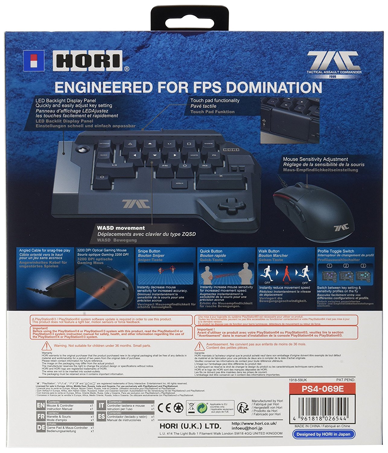 HORI Tactical Assault Commander (TAC:Four) KeyPad and Mouse Controller - Console Accessories by HORI The Chelsea Gamer
