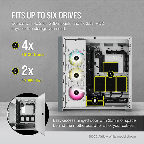 Corsair 5000D AIRFLOW Midi Tower PC Case - White - Core Components by Corsair The Chelsea Gamer