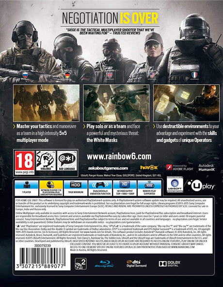 Tom Clancy's Rainbow Six Siege - Standard Edition - Video Games by UBI Soft The Chelsea Gamer