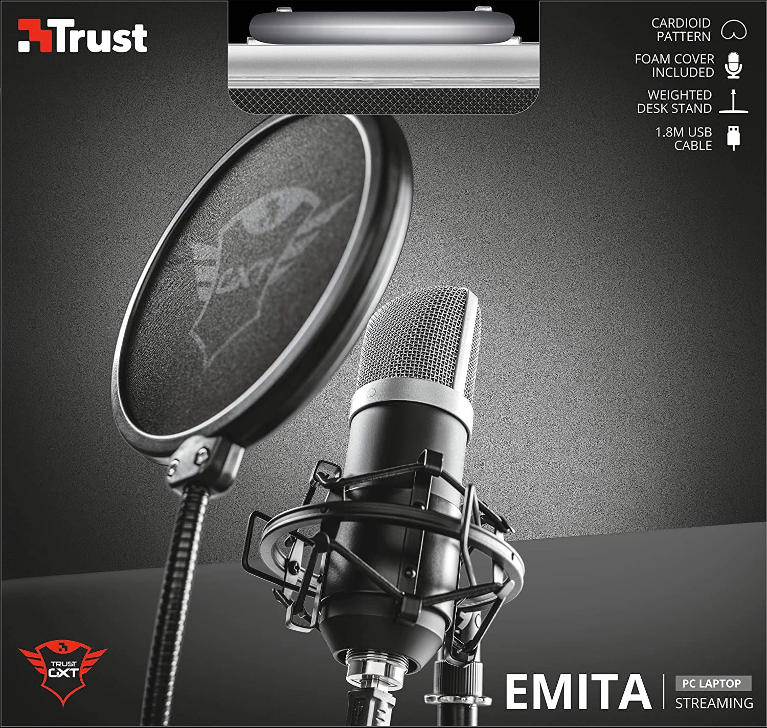 Trust - GXT 252 Emita Streaming Microphone - Core Components by Trust The Chelsea Gamer
