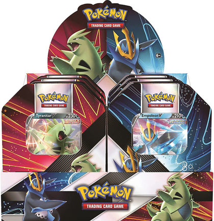 Pokémon V Strikers Tins (Tyranitar V / Empoleaon V) - merchandise by Pokémon The Chelsea Gamer