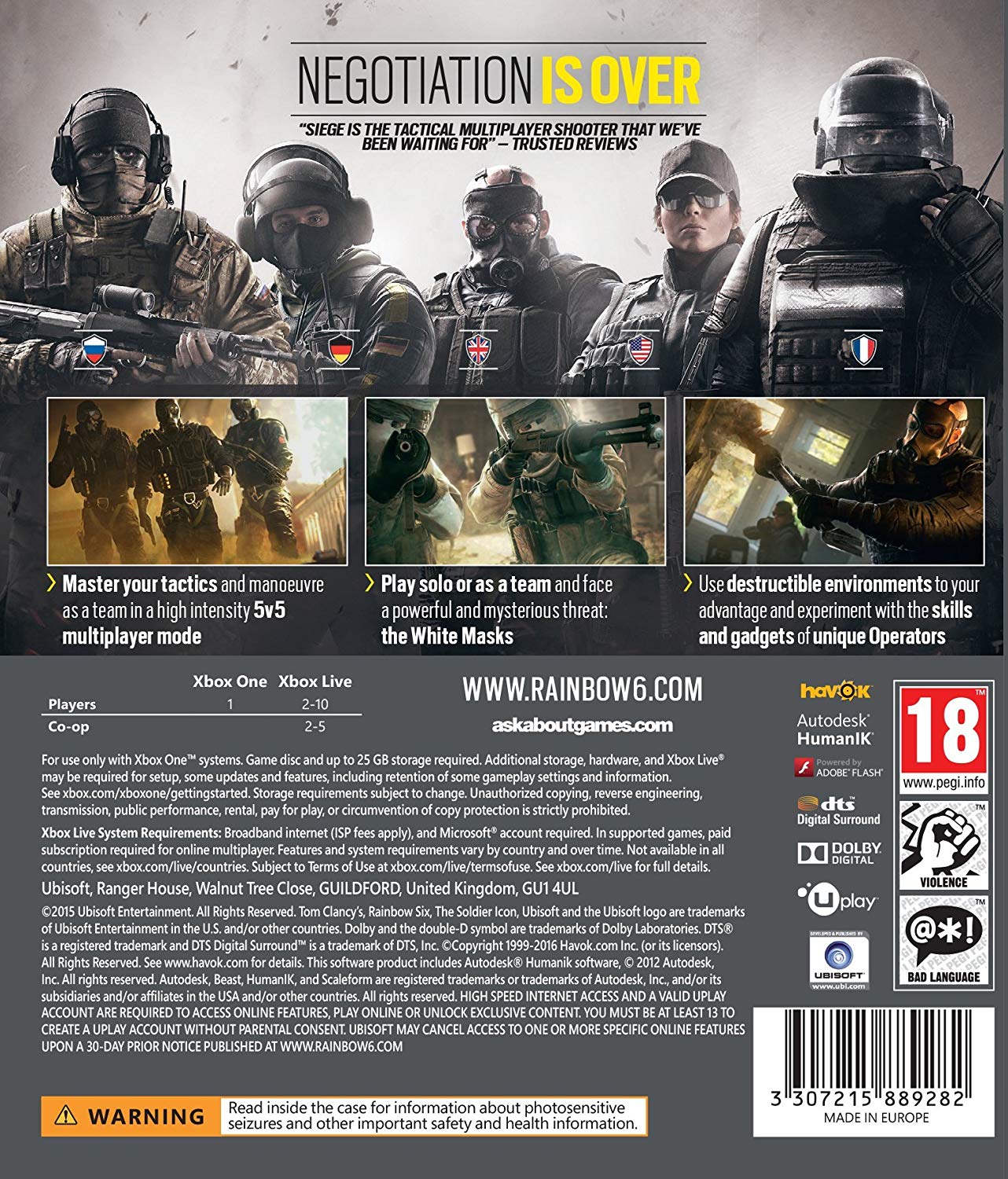Tom Clancy's Rainbow Six Siege - Standard Edition - Video Games by UBI Soft The Chelsea Gamer