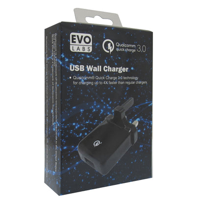 Evo Labs 3A Qualcomm Quick Charge 3.0 USB Wall Charger - Cables by Evo Labs The Chelsea Gamer