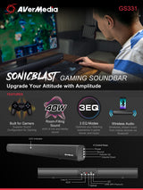 AVerMedia GS331 Sonicblast 40W 2.0 Channel Low Profile Soundbar - Audio by AverMedia The Chelsea Gamer