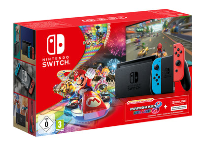 Nintendo Switch Neon Red/Neon Blue 1.1 + Mario Kart 8 Deluxe + NSO - Console pack by Nintendo The Chelsea Gamer