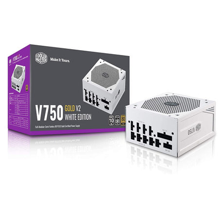 Cooler Master V750 Gold V2 White Edition 750W 135mm Silent FDB Fan 80 PLUS Gold Fully Modular PSU - Core Components by Cooler Master The Chelsea Gamer