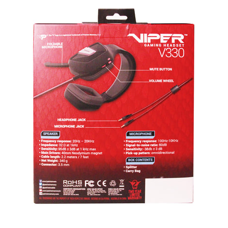 Patriot Viper V330 Stereo Headset - Console Accessories by Patriot The Chelsea Gamer