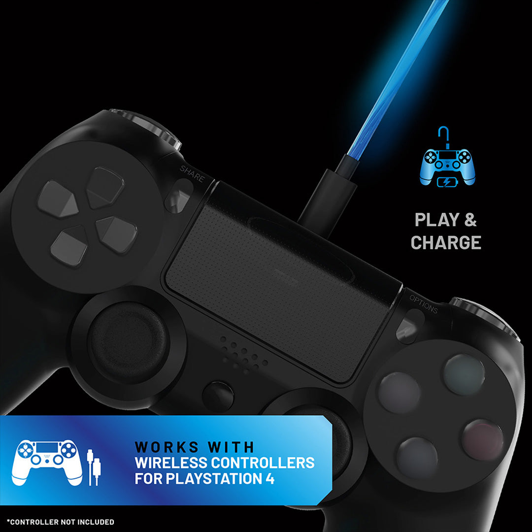 Stealth Light Up Charging Cables for PS4 – 2m Twin Pack - Console Accessories by ABP Technology The Chelsea Gamer