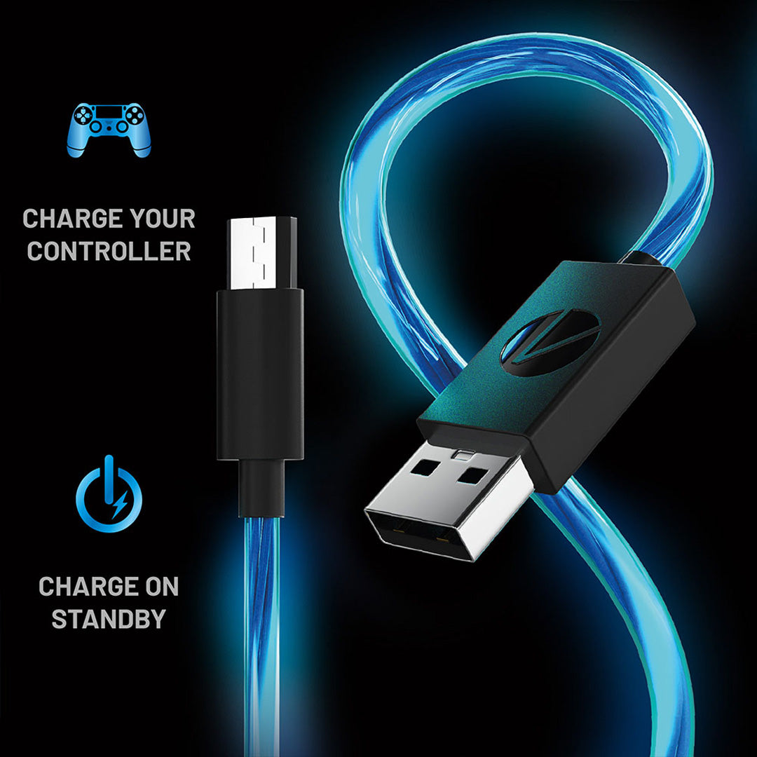 Stealth Light Up Charging Cables for PS4 – 2m Twin Pack - Console Accessories by ABP Technology The Chelsea Gamer