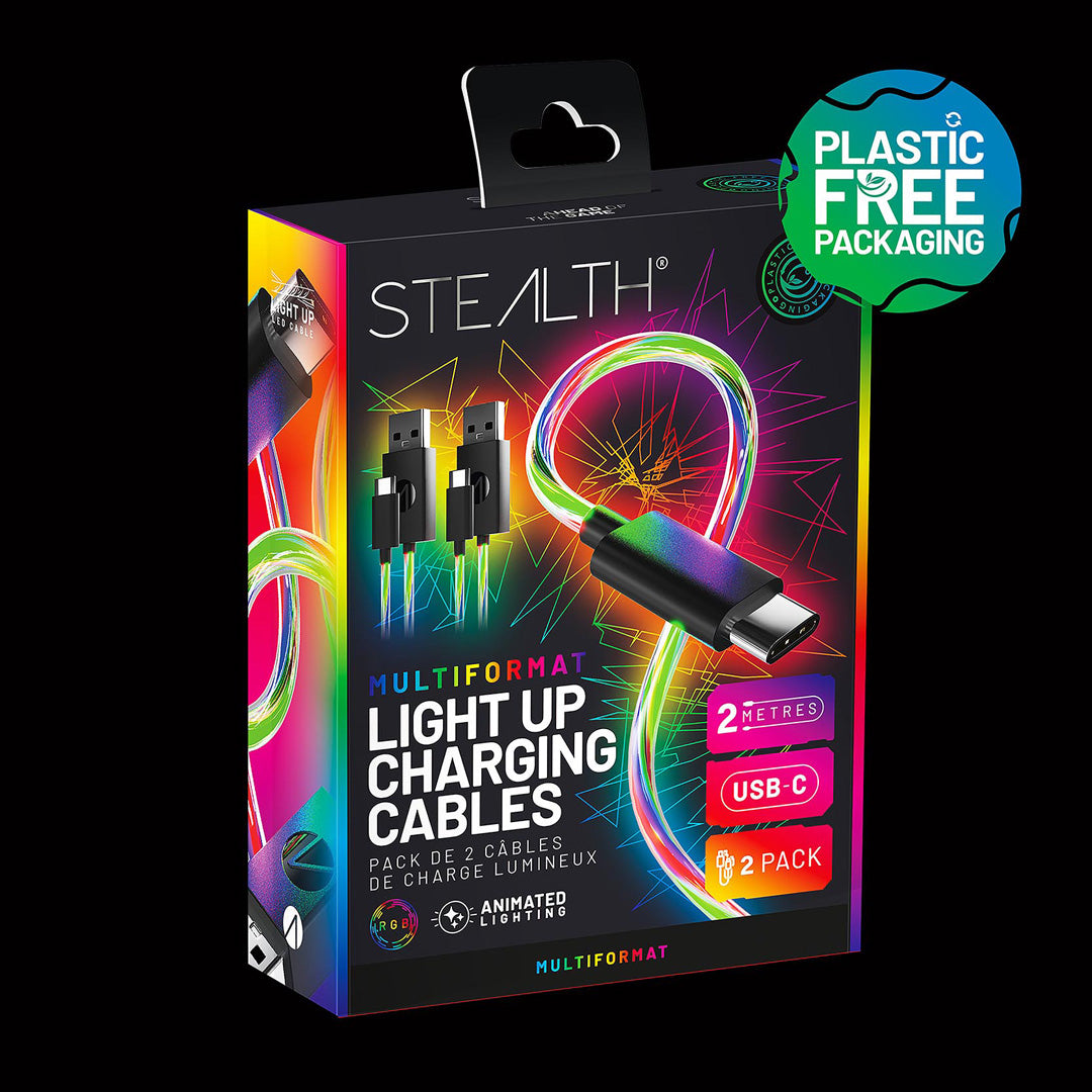 Stealth XP Light Up LED Charging Cables (USB-C 2m Twin Pack) - Console Accessories by ABP Technology The Chelsea Gamer