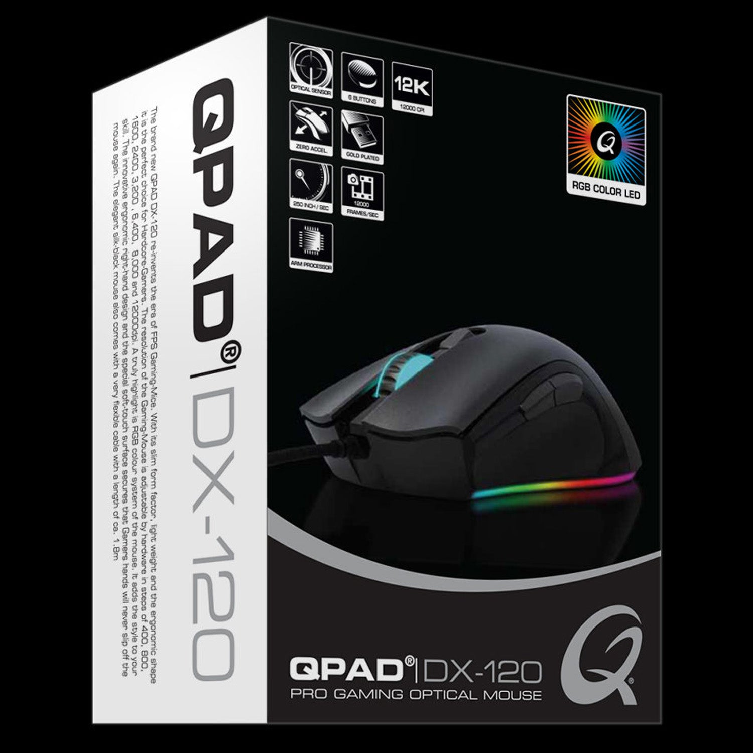 QPAD DX–120 Mouse 12,000 dpi FPS Gaming Mouse - Mice by QPAD The Chelsea Gamer