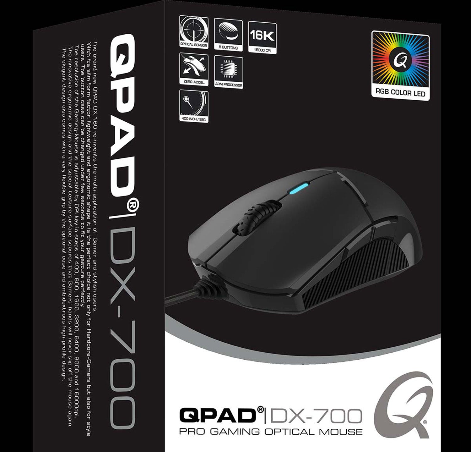 QPAD DX–700 Mouse 16,000 dpi Wired Gaming Mouse - Mice by QPAD The Chelsea Gamer