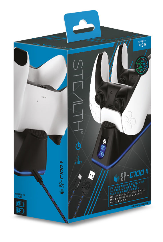 STEALTH SP-C100V Twin USB Charging Dock + Play & Charge Cable - Console Accessories by ABP Technology The Chelsea Gamer