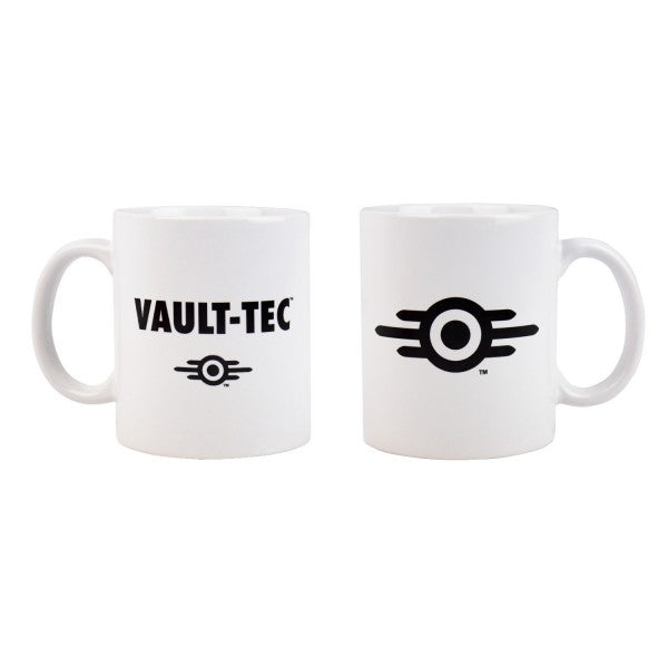 Fallout Mug Vault-Tec Logo White - merchandise by Gaya The Chelsea Gamer